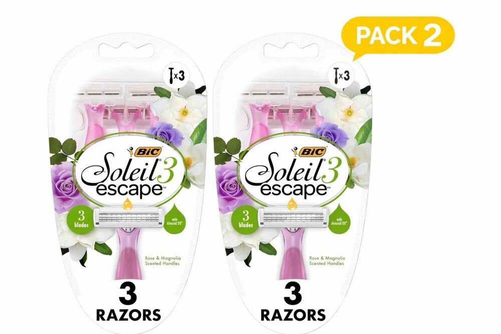 BIC Soleil Escape Women's Razors, 3 Razors Per Pack, 6 Razors Total